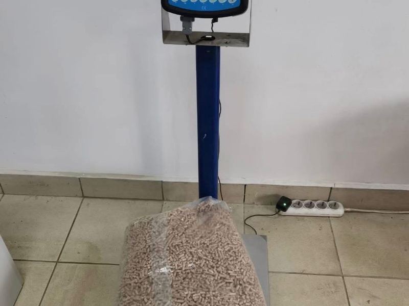 Wood pellets weighed for bulk order